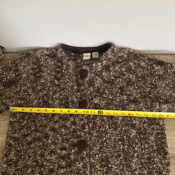 Vintage Boundary Waters brown womens open front knit sweater 34% mohair size M - Picture 8 of 9